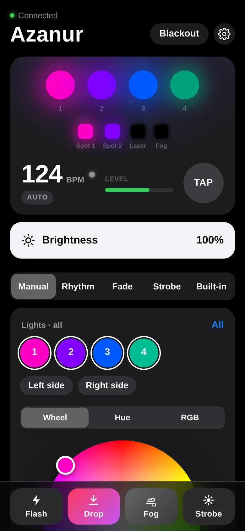 Manual colour – Pick a colour for each light